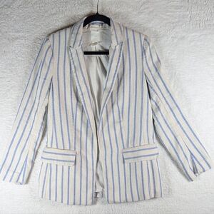 369-H&M‎ Blue and Cream Striped Blazer